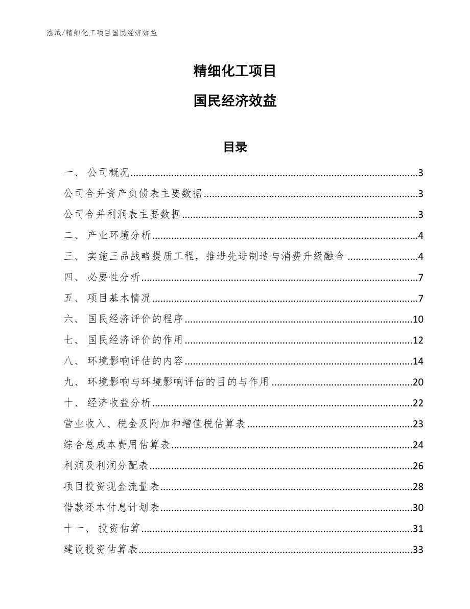 精细化工项目国民经济效益_范文_第1页