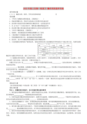 2022年高三生物一輪復(fù)習(xí) 酶作用的條件專練