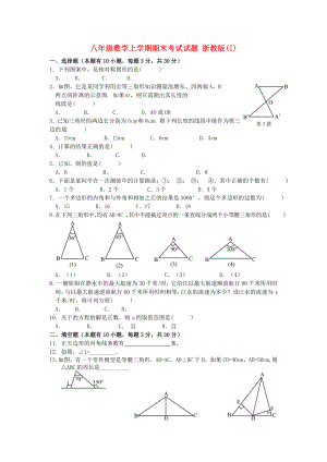 八年級(jí)數(shù)學(xué)上學(xué)期期末考試試題 浙教版(I)