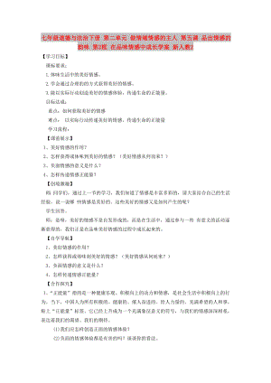 七年級道德與法治下冊 第二單元 做情緒情感的主人 第五課 品出情感的韻味 第2框 在品味情感中成長學(xué)案 新人教2