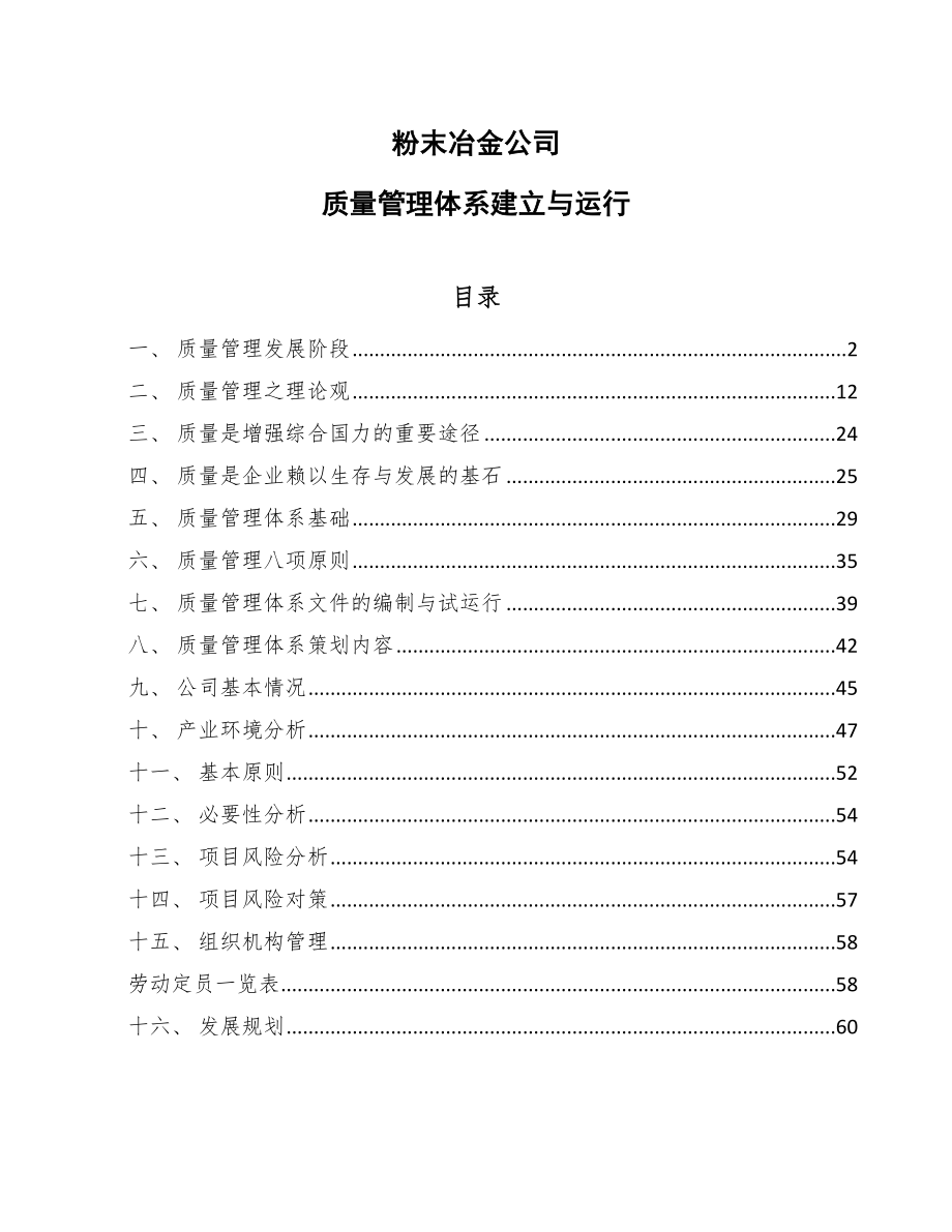 粉末冶金公司质量管理体系建立与运行_第1页