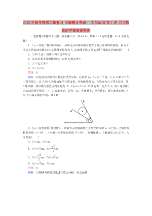 2022年高考物理二輪復(fù)習(xí) 專題整合突破一 力與運(yùn)動(dòng) 第1講 力與物體的平衡素能特訓(xùn)