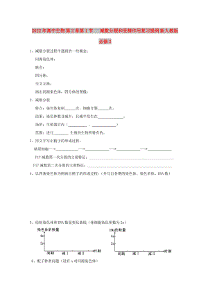 2022年高中生物 第2章第1節(jié) 減數(shù)分裂和受精作用復(fù)習(xí)提綱 新人教版必修2