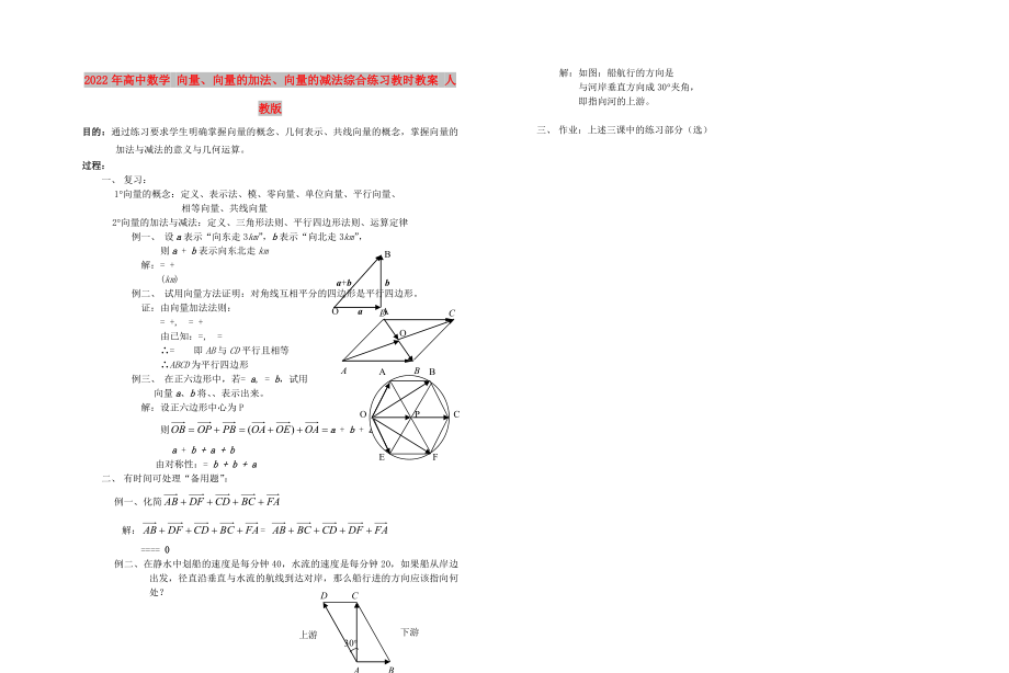 2022年高中數(shù)學(xué) 向量、向量的加法、向量的減法綜合練習(xí)教時(shí)教案 人教版_第1頁(yè)