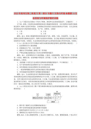 2022年高考生物二輪復(fù)習(xí) 第一部分 專題六 生物與環(huán)境 命題源14 生態(tài)系統(tǒng)與環(huán)境保護限時訓(xùn)練