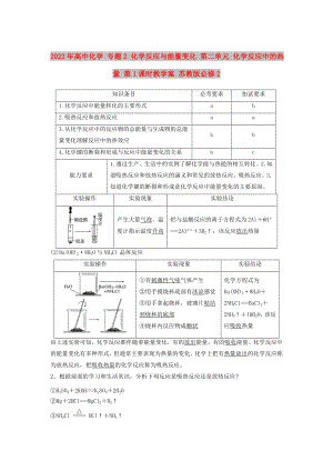 2022年高中化學(xué) 專題2 化學(xué)反應(yīng)與能量變化 第二單元 化學(xué)反應(yīng)中的熱量 第1課時(shí)教學(xué)案 蘇教版必修2