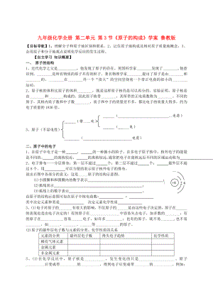 九年級(jí)化學(xué)全冊(cè) 第二單元 第3節(jié)《原子的構(gòu)成》學(xué)案 魯教版