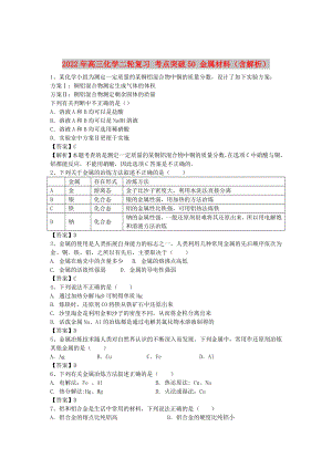 2022年高三化學(xué)二輪復(fù)習(xí) 考點突破50 金屬材料（含解析）