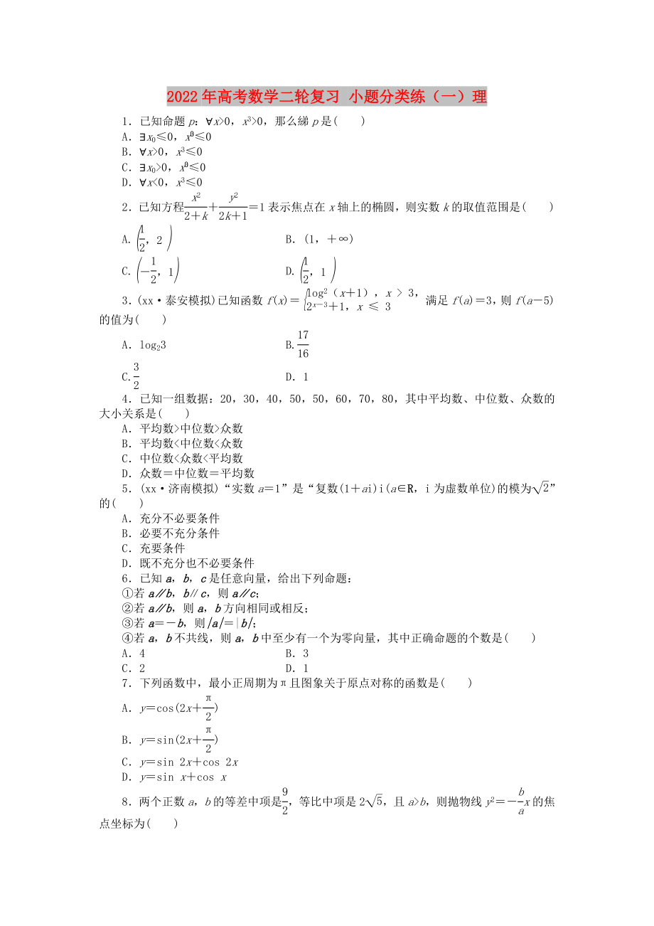 2022年高考數(shù)學二輪復習 小題分類練（一）理_第1頁