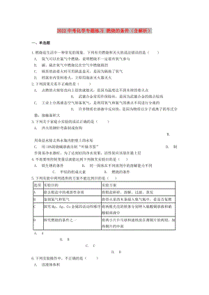 2022中考化學專題練習 燃燒的條件（含解析）