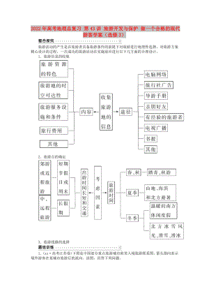 2022年高考地理總復(fù)習(xí) 第43講 旅游開發(fā)與保護(hù) 做一個合格的現(xiàn)代游客學(xué)案（選修3）