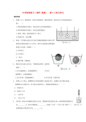 中考物理復(fù)習(xí)（課件 檢測(cè)）：第十三單元浮力