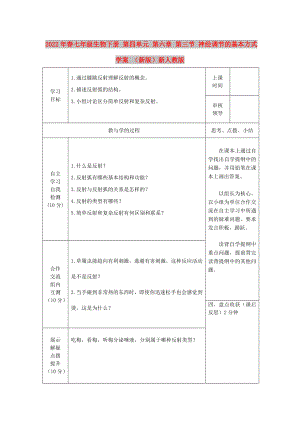 2022年春七年級生物下冊 第四單元 第六章 第三節(jié) 神經(jīng)調(diào)節(jié)的基本方式學案 （新版）新人教版