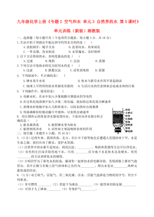 九年級(jí)化學(xué)上冊(cè)《專題2 空氣和水 單元3 自然界的水 第5課時(shí)》單元訓(xùn)練（新版）湘教版