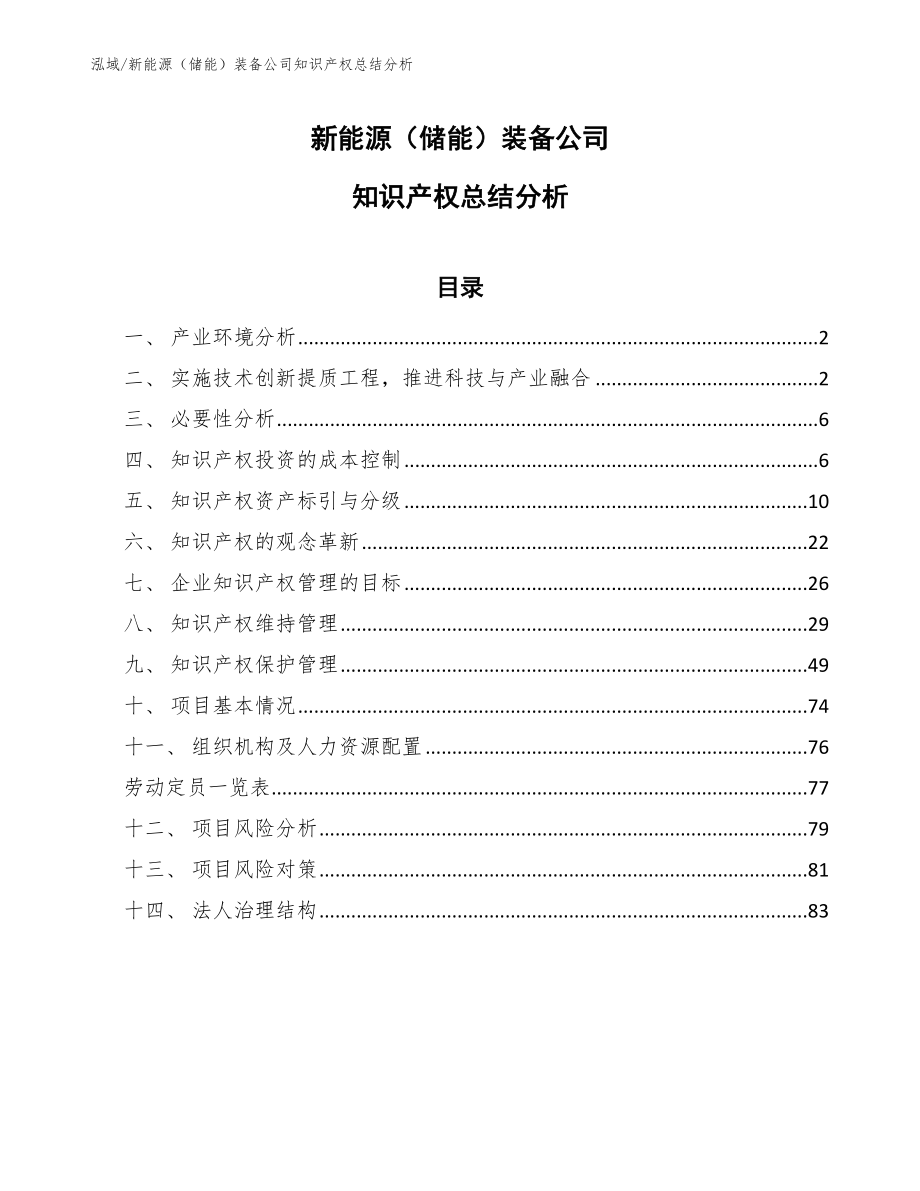 新能源（储能）装备公司知识产权总结分析（范文）_第1页