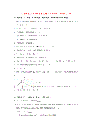 七年級數(shù)學(xué)下學(xué)期期末試卷（含解析） 蘇科版(III)