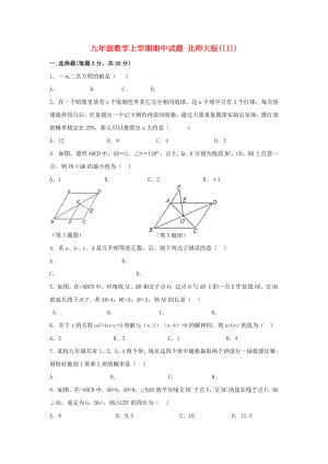 九年級數(shù)學(xué)上學(xué)期期中試題 北師大版(III)