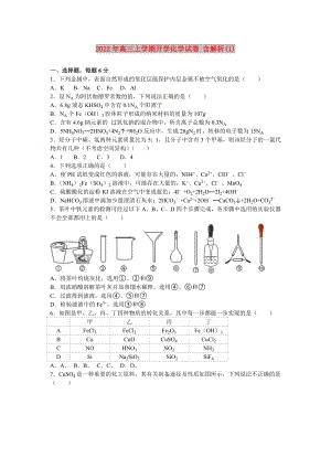 2022年高三上學(xué)期開(kāi)學(xué)化學(xué)試卷 含解析(I)