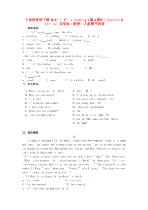 七年級(jí)英語(yǔ)下冊(cè) Unit 7 It’s raining（第3課時(shí)）Section B（1a-1e）導(dǎo)學(xué)案（新版）人教新目標(biāo)版