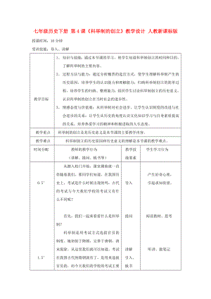 七年級歷史下冊 第4課《科舉制的創(chuàng)立》教學(xué)設(shè)計 人教新課標(biāo)版