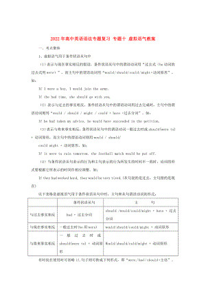 2022年高中英語語法專題復(fù)習(xí) 專題十 虛擬語氣教案