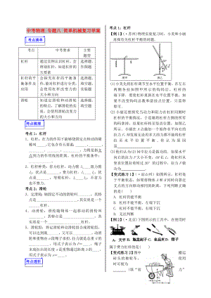 中考物理 專題八 簡單機(jī)械復(fù)習(xí)學(xué)案