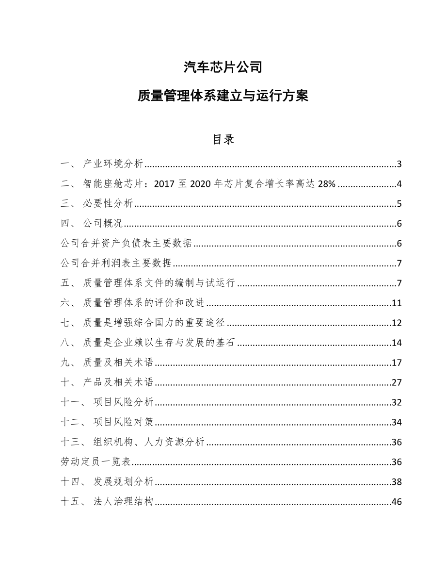 汽车芯片公司质量管理体系建立与运行方案【范文】_第1页