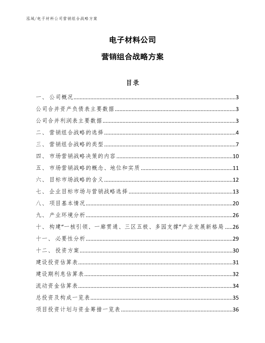 电子材料公司营销组合战略方案_第1页