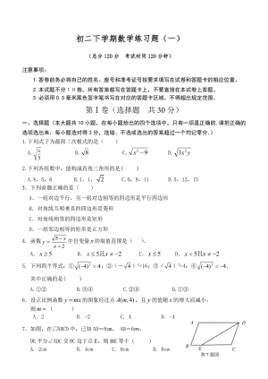 初二下學(xué)期數(shù)學(xué)練習(xí)題一.doc