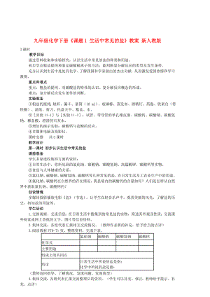 九年級化學下冊《課題1 生活中常見的鹽》教案 新人教版