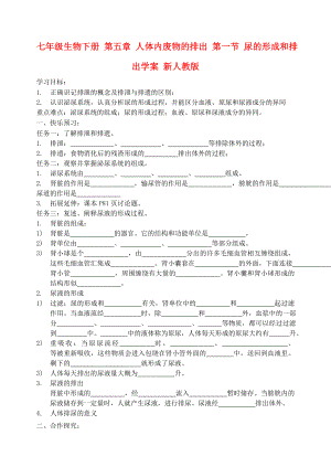 七年級生物下冊 第五章 人體內(nèi)廢物的排出 第一節(jié) 尿的形成和排出學(xué)案 新人教版