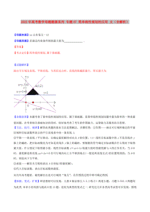 2022年高考數(shù)學(xué)母題題源系列 專題07 簡單線性規(guī)劃的應(yīng)用 文（含解析）