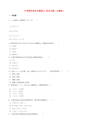 中考數(shù)學(xué)備考專題復(fù)習(xí) 因式分解（含解析）