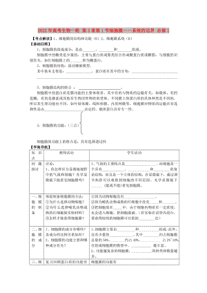 2022年高考生物一輪 第3章第1節(jié)細胞膜——系統(tǒng)的邊界 必修1