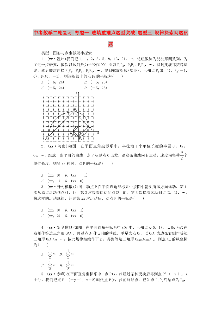 中考数学二轮复习 专题一 选填重难点题型突破 题型三 规律探索问题试题_第1页