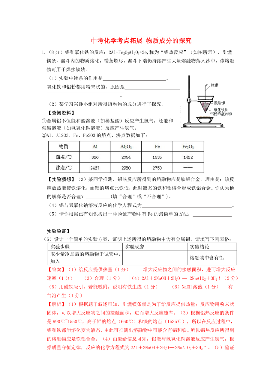 中考化學(xué)考點(diǎn)拓展 物質(zhì)成分的探究_第1頁(yè)