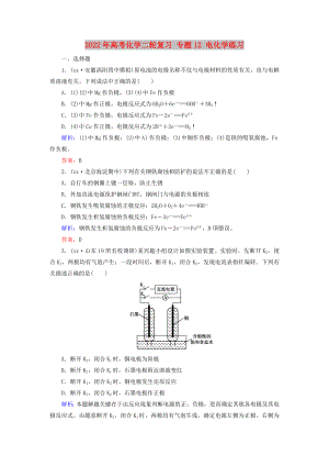 2022年高考化學二輪復習 專題12 電化學練習