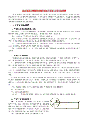 2022年高三物理第二輪專題復(fù)習(xí)學(xué)案 萬(wàn)有引力定律