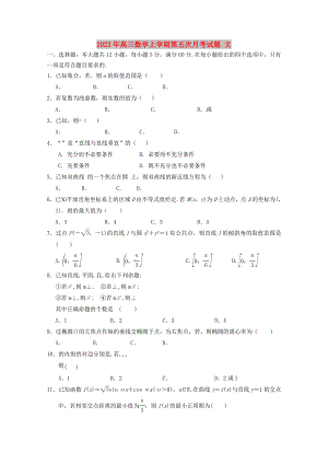 2022年高三數(shù)學(xué)上學(xué)期第五次月考試題 文