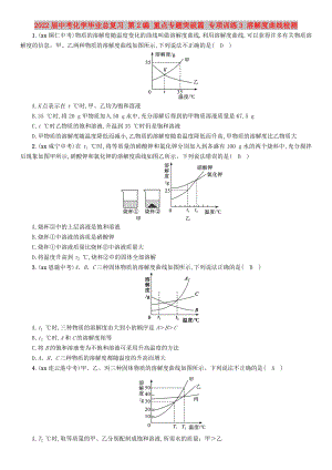 2022屆中考化學(xué)畢業(yè)總復(fù)習(xí) 第2編 重點(diǎn)專題突破篇 專項(xiàng)訓(xùn)練3 溶解度曲線檢測(cè)