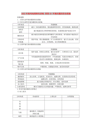 2022年高考地理特色講練 類型25 環(huán)境問題的防治措施