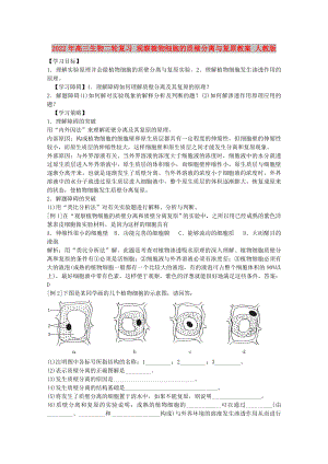 2022年高三生物二輪復(fù)習(xí) 觀察植物細(xì)胞的質(zhì)壁分離與復(fù)原教案 人教版