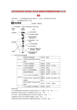 2022年高考生物一輪總復習 第6講 細胞器與生物膜系統(tǒng)考點整合 文 蘇教版