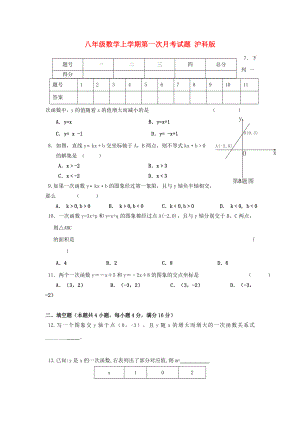 八年級數(shù)學(xué)上學(xué)期第一次月考試題 滬科版