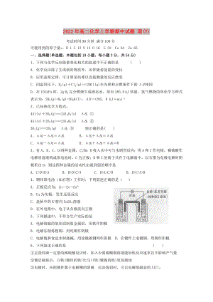 2022年高二化學(xué)上學(xué)期期中試題 理(V)