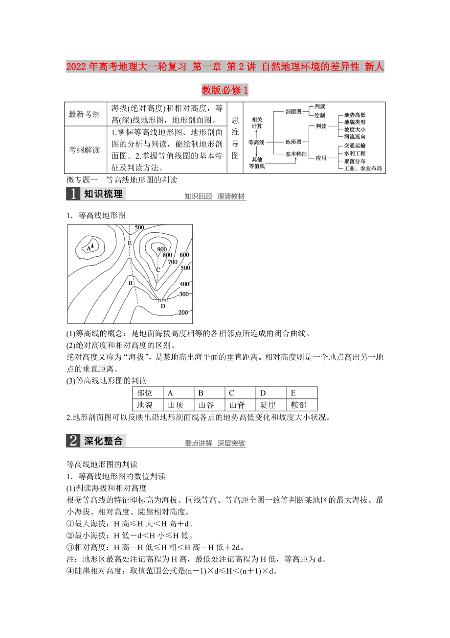 2022年高考地理大一輪復(fù)習(xí) 第一章 第2講 自然地理環(huán)境的差異性 新人教版必修1_第1頁(yè)