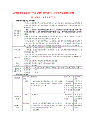 九年級(jí)化學(xué)上冊(cè) 第一單元 課題2 化學(xué)是一門以實(shí)驗(yàn)為基礎(chǔ)的科學(xué)教案 （新版）新人教版(III)