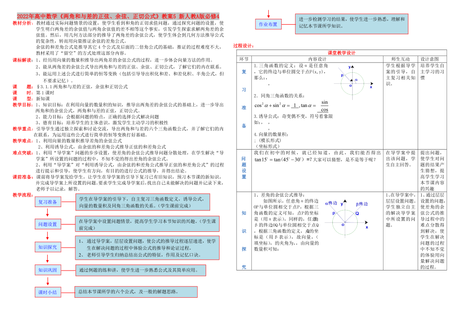 2022年高中數學《兩角和與差的正弦、余弦、正切公式》教案5 新人教A版必修4_第1頁