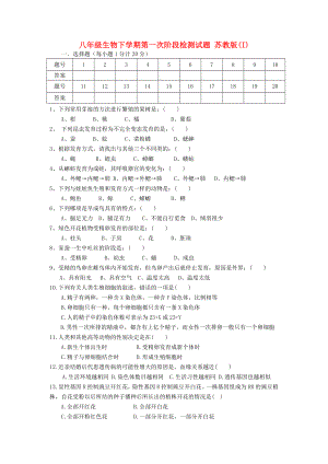 八年級(jí)生物下學(xué)期第一次階段檢測試題 蘇教版(I)