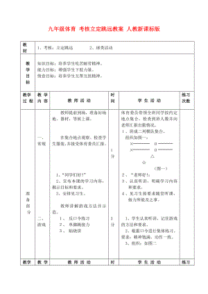 九年級(jí)體育 考核立定跳遠(yuǎn)教案 人教新課標(biāo)版